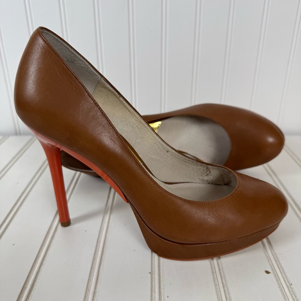 Michael Kors Rochelle Pump Women's Size‎ 10M Barley Brown Leather Heels Shoes